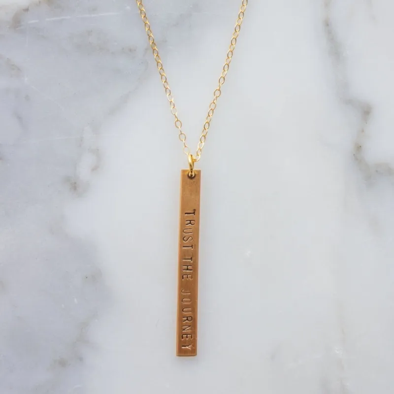 Custom Stamped Double-Sided Vertical Bar Necklace made by Oceanne