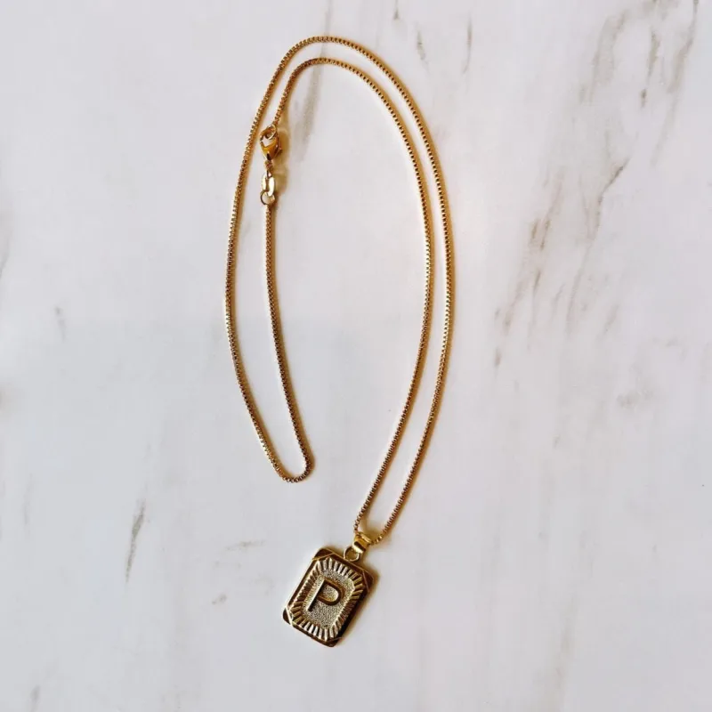 Gold Filled Initial Tag Necklace made by Oceanne