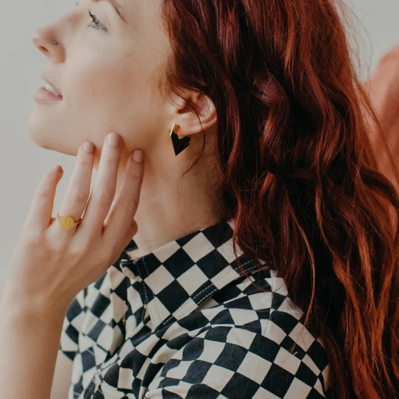 Petite Shield Dimensional Earrings made by Oceanne