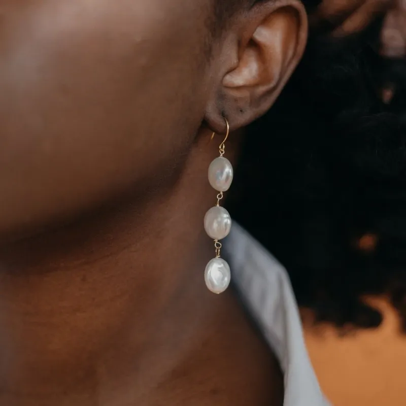 Lucielle Pearl Earrings made by Oceanne