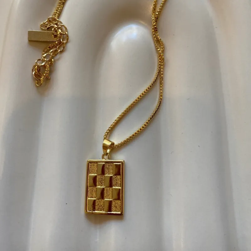 Gold Filled Checkmate Necklace made by Oceanne