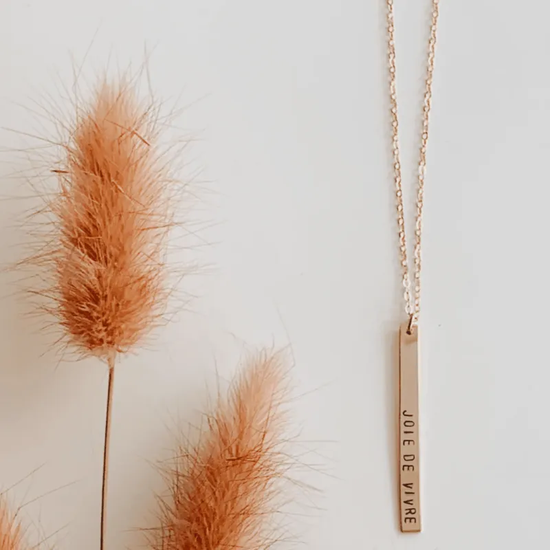 Stamped Vertical Bar Necklace made by Oceanne
