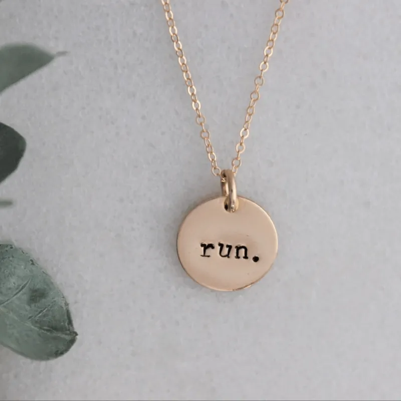 Custom Stamped Brass Disc Necklace made by Oceanne