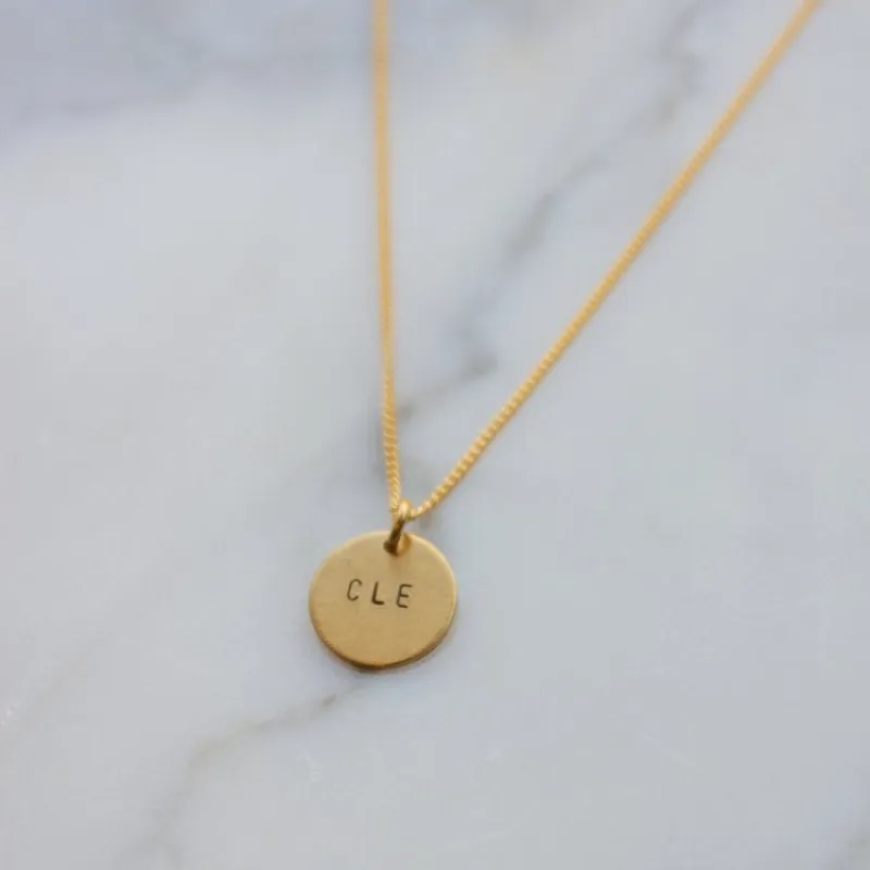 Custom Stamped Petite Disc Necklace made by Oceanne