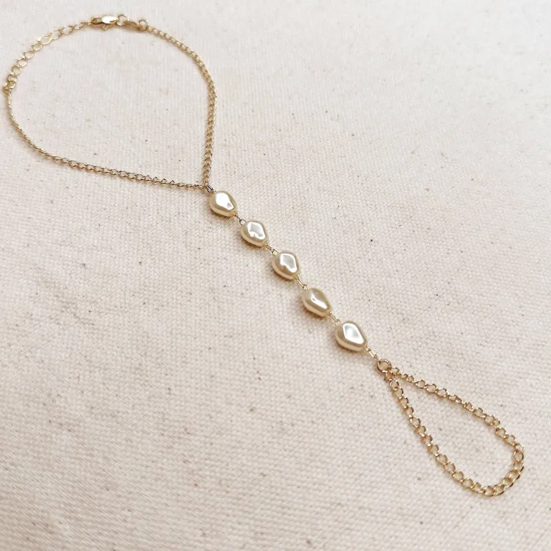 Baroque Pearl Hand Chain made by Oceanne