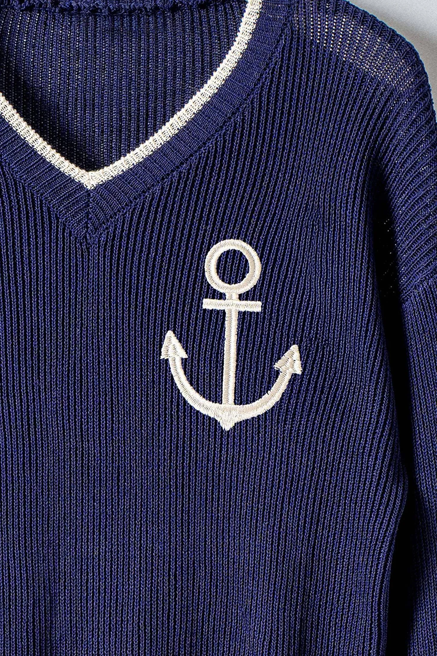 Nautical Anchor V-Neck Knit Top sold by Oceanne product image thumbnail 3