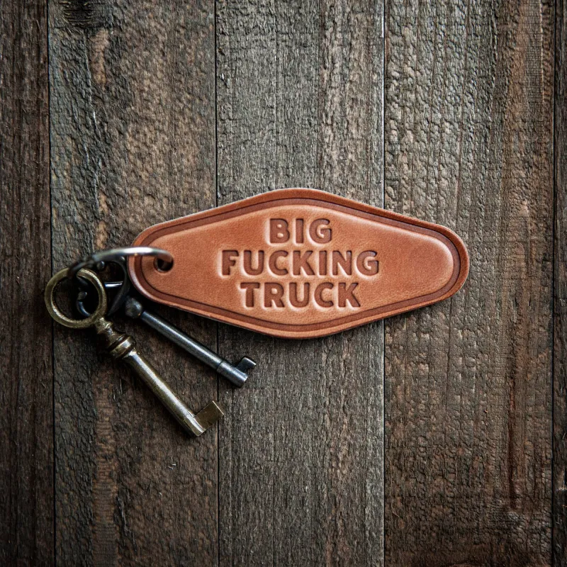 Big Fucking Truck Leather Keychain Motel Style made by Oceanne