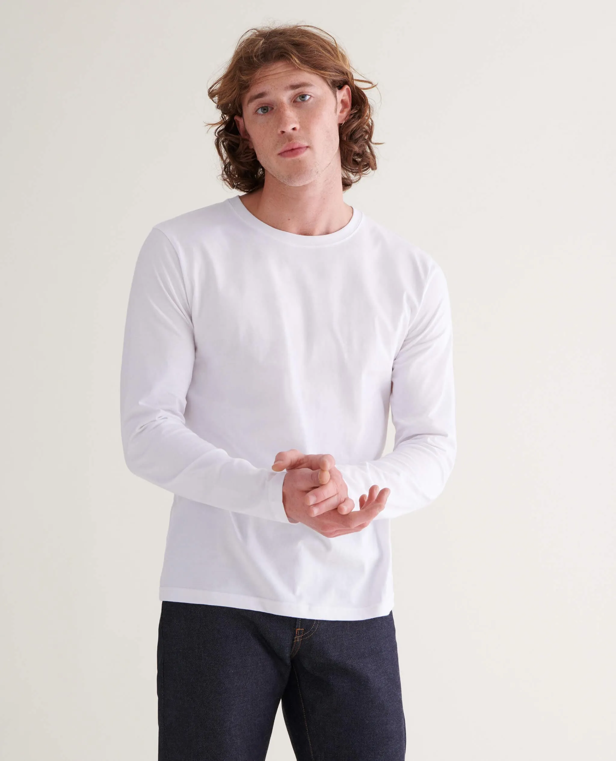 Men's Cotton Crew Neck Long Sleeved T-shirt sold by Rise & Fall