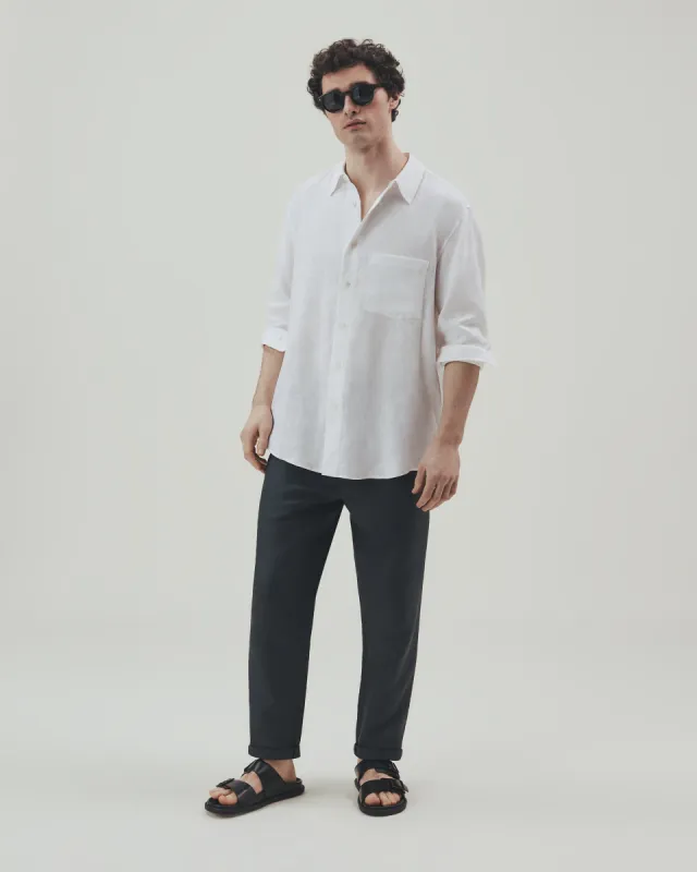Men's Long Sleeved Organic Linen Shirt sold by Rise & Fall