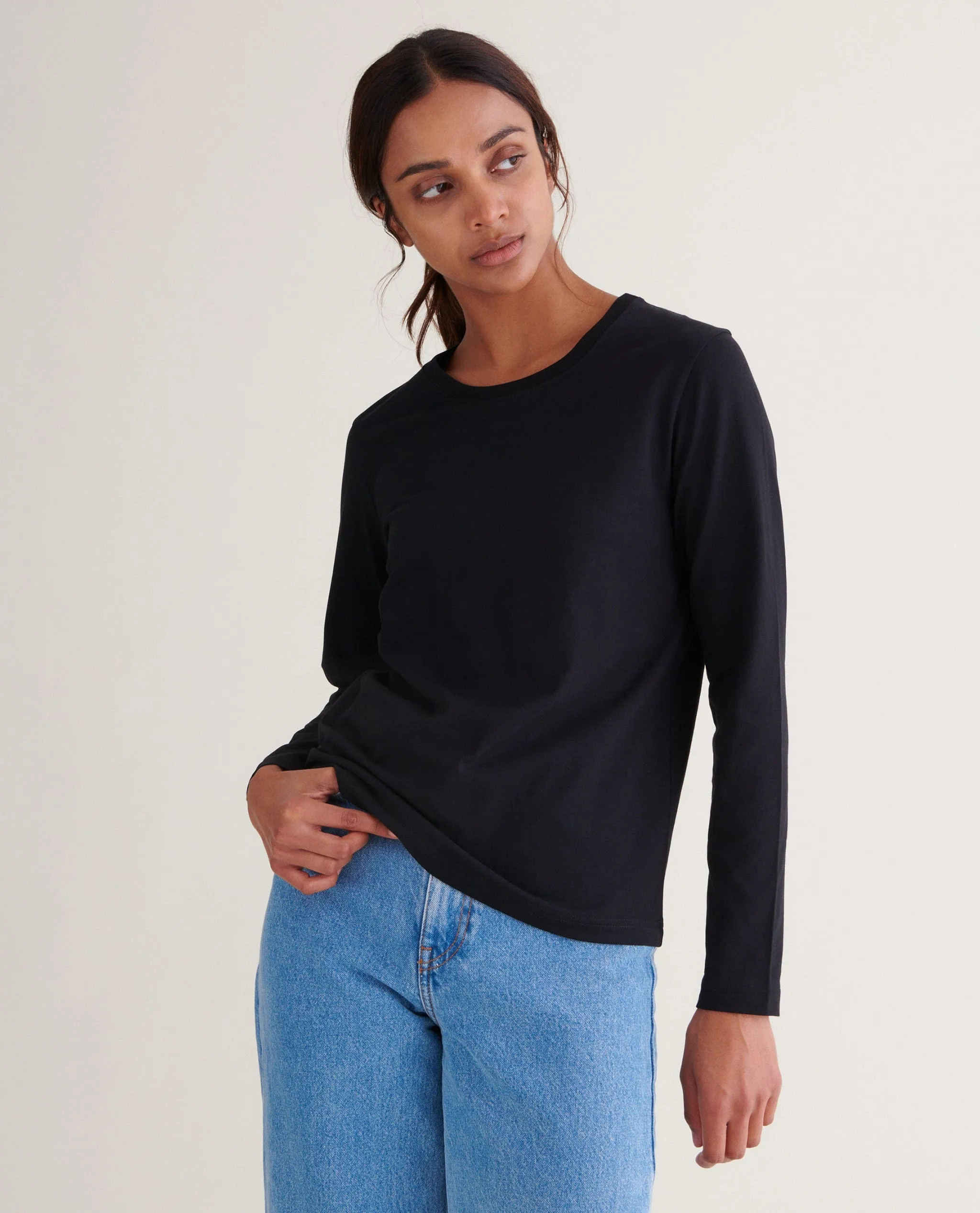 Women's Cotton Crew Neck Long Sleeved T-shirt sold by Rise & Fall product image thumbnail 2