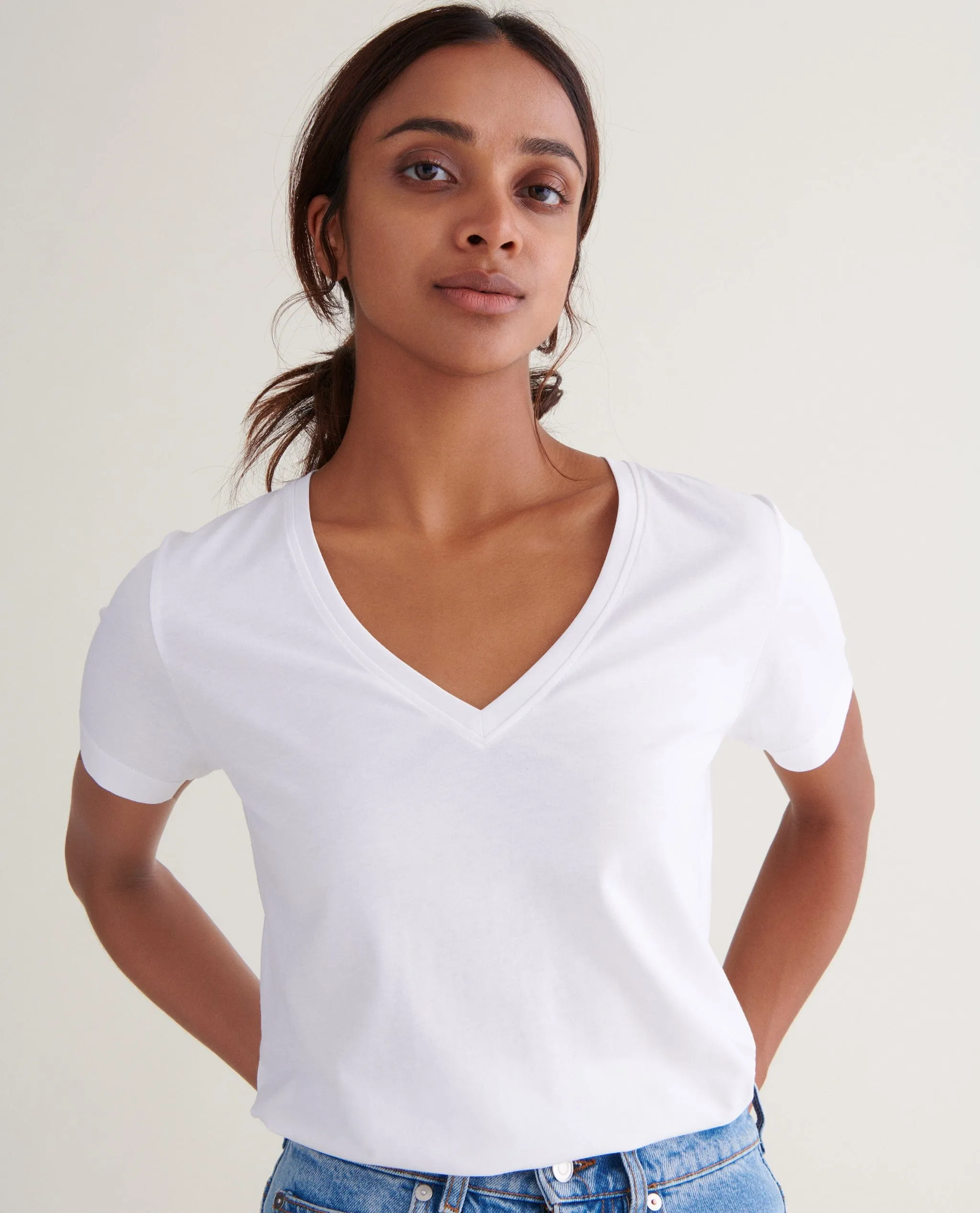 Women's Cotton V Neck T-shirt sold by Rise & Fall product image thumbnail 2