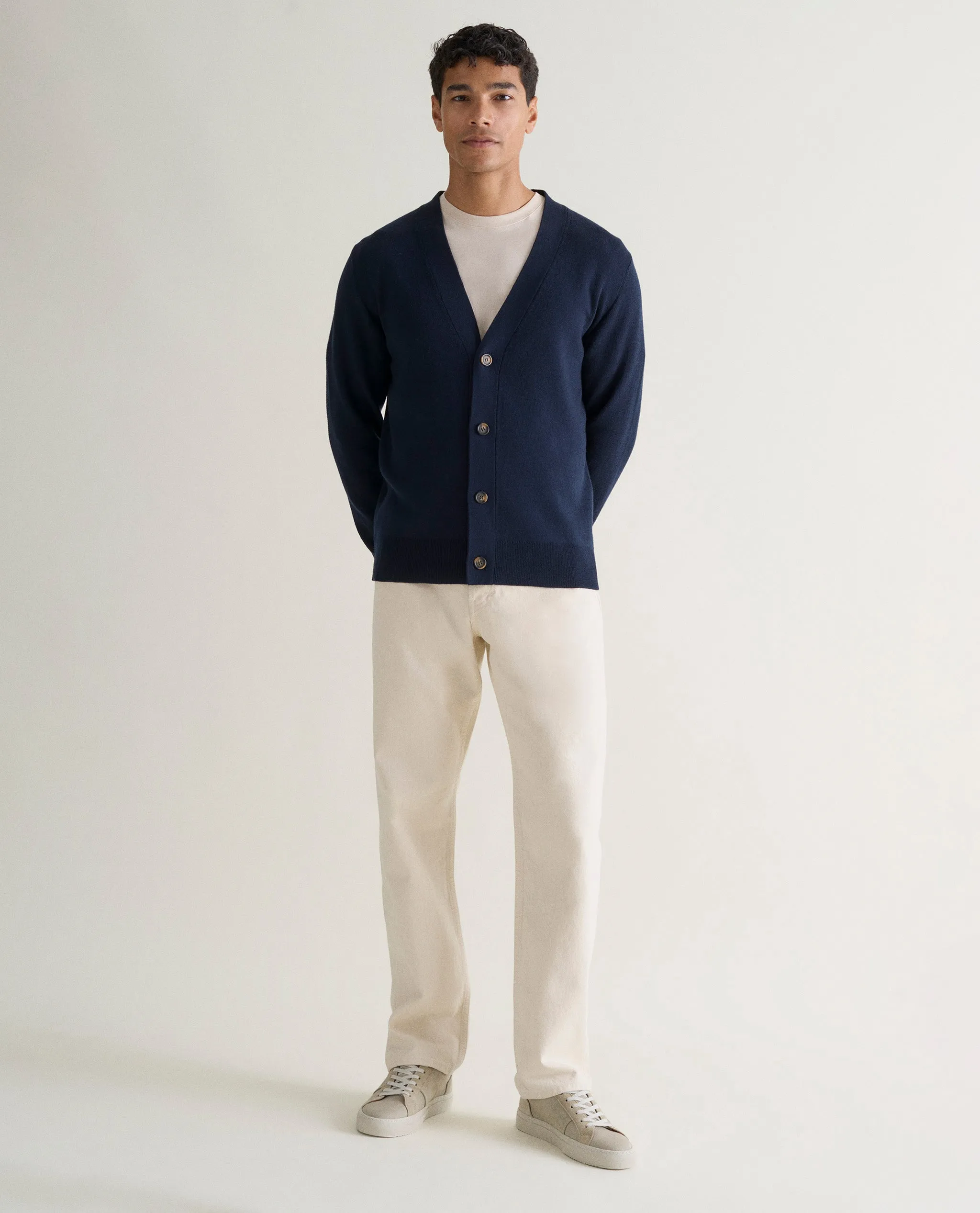 Men's Merino V Neck Cardigan sold by Rise & Fall