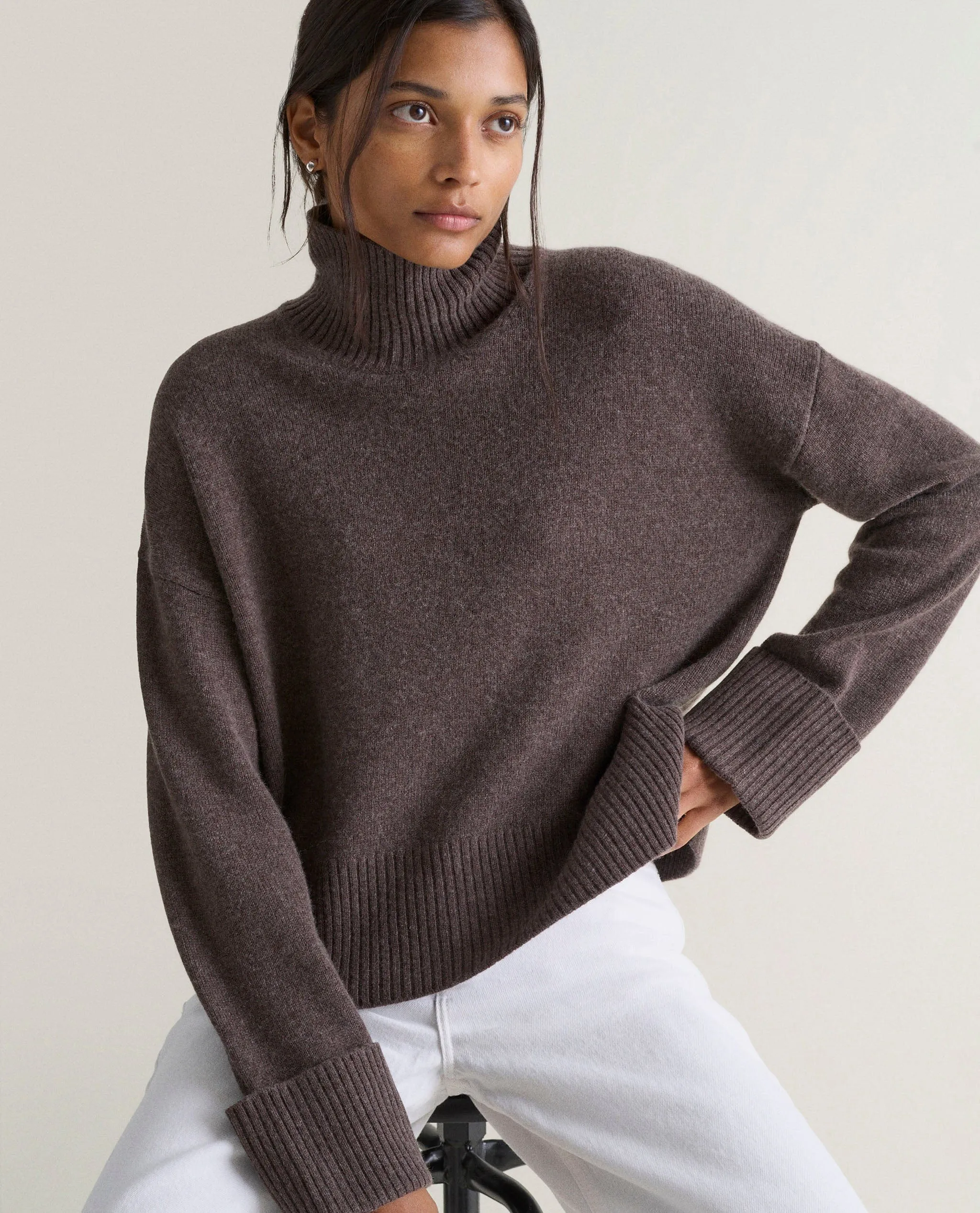 Women's Cashmere Merino High Neck Jumper sold by Rise & Fall
