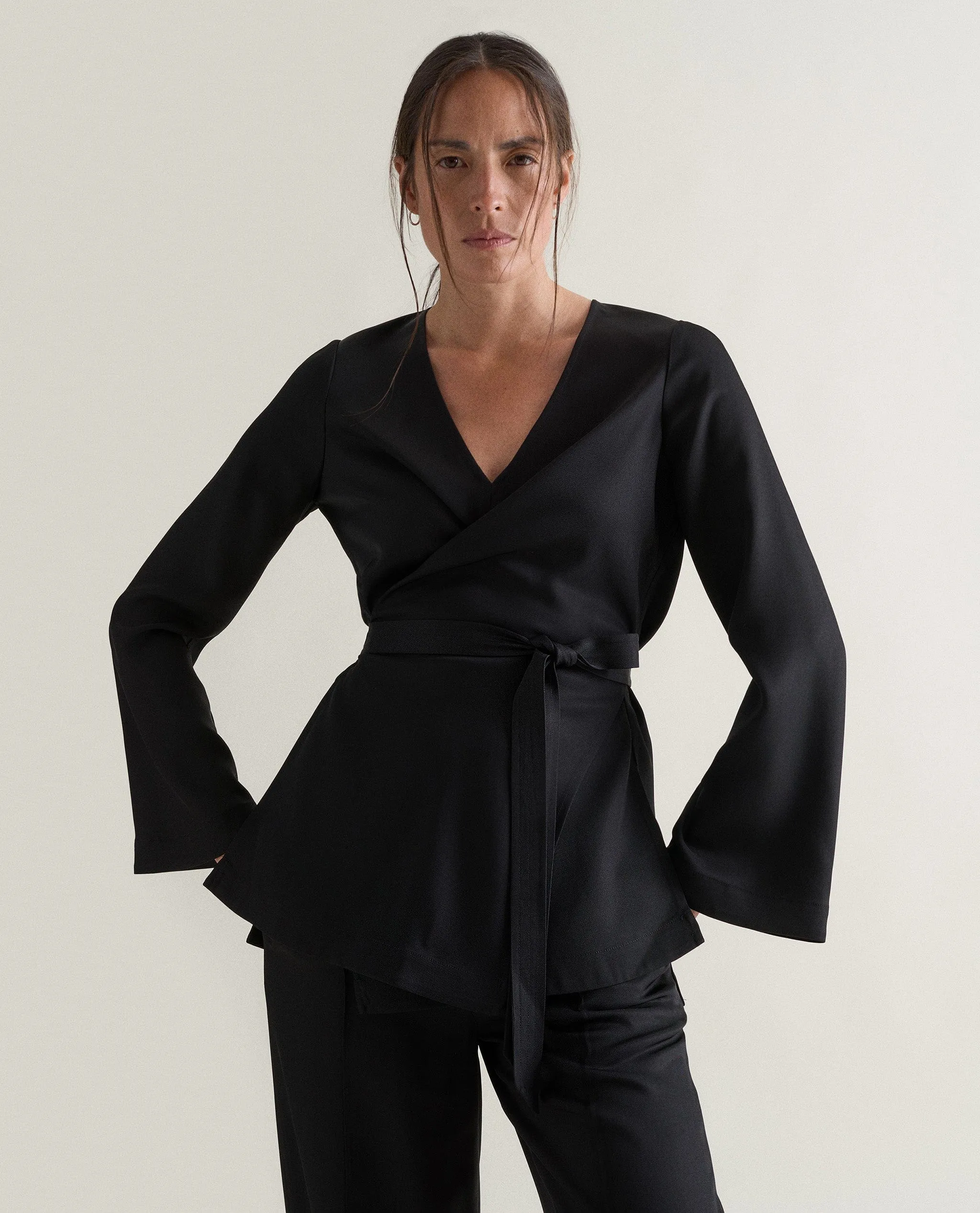 Women's NAIA™ Draped Wrap Top sold by Rise & Fall product image thumbnail 4