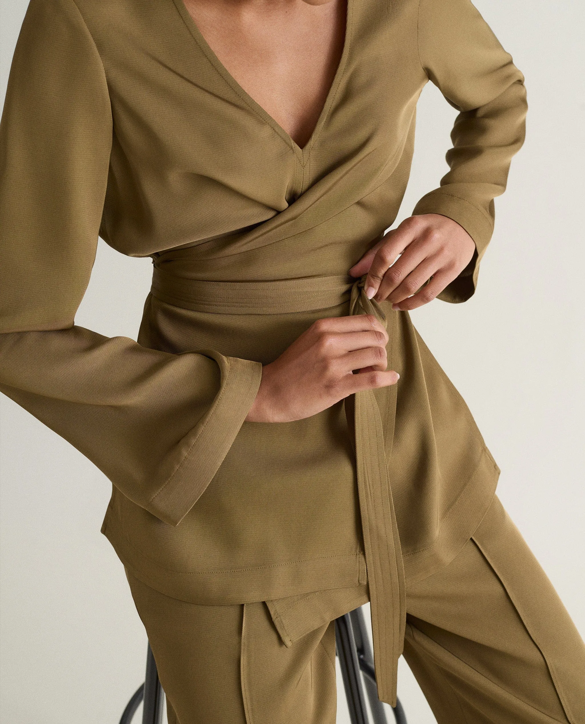 Women's NAIA™ Draped Wrap Top sold by Rise & Fall product image thumbnail 3