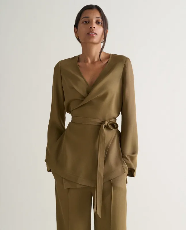 Women's NAIA™ Draped Wrap Top sold by Rise & Fall