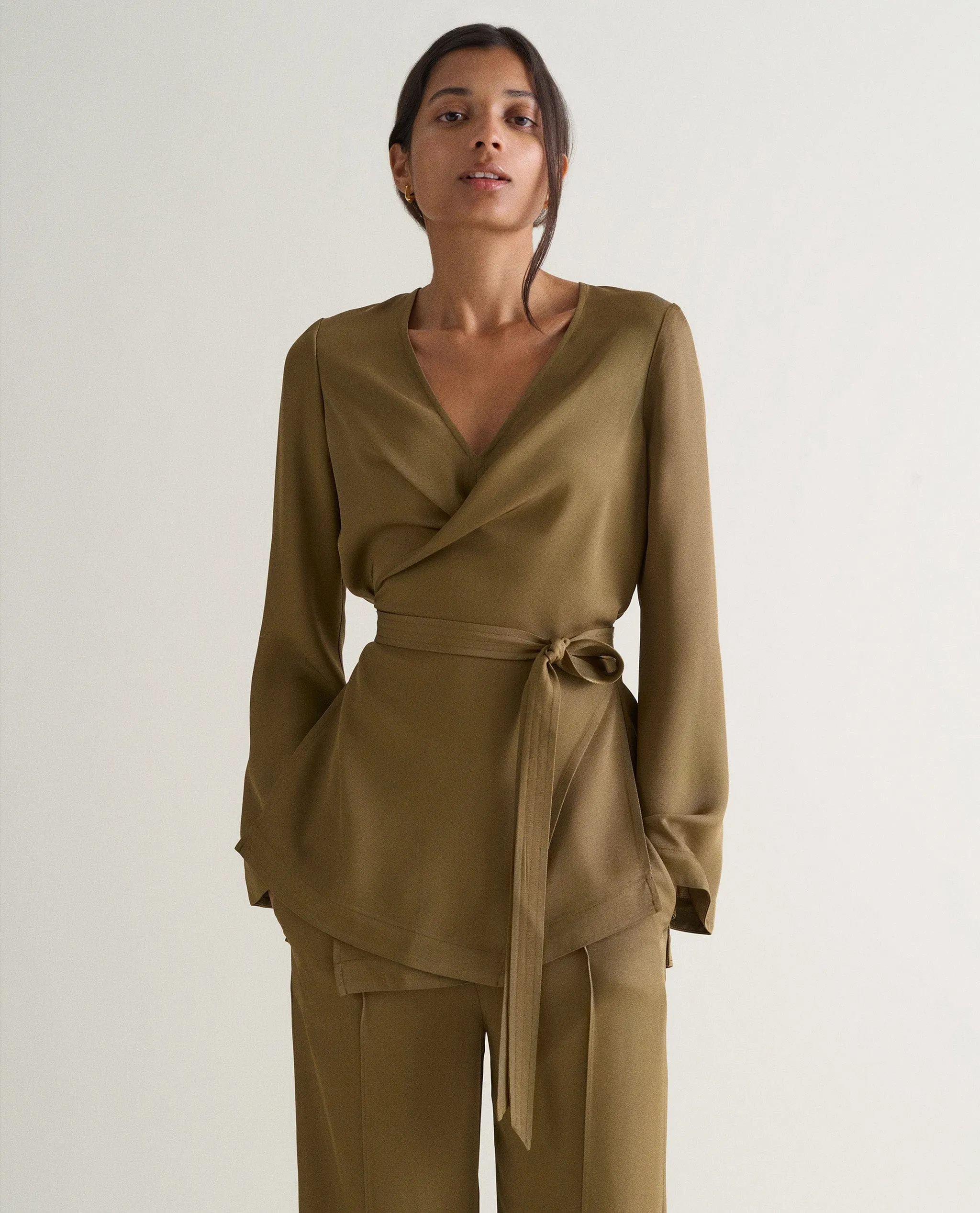 Women's NAIA™ Draped Wrap Top sold by Rise & Fall