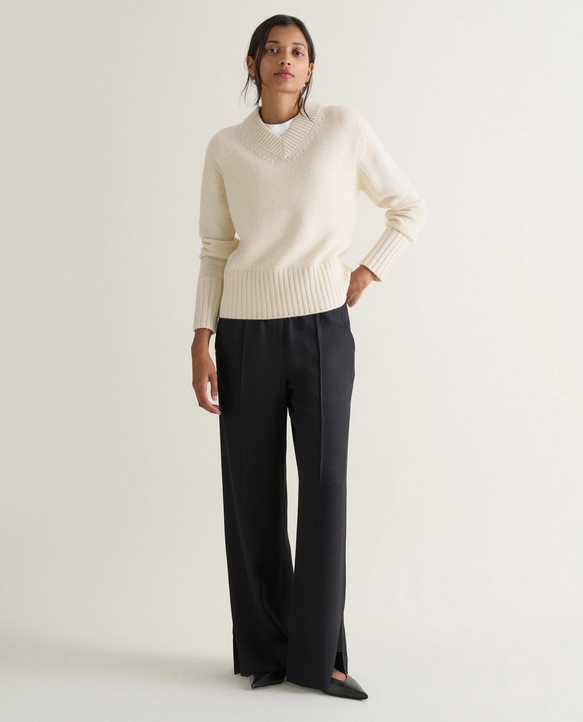 Women's Cashmere Merino V Neck Jumper sold by Rise & Fall