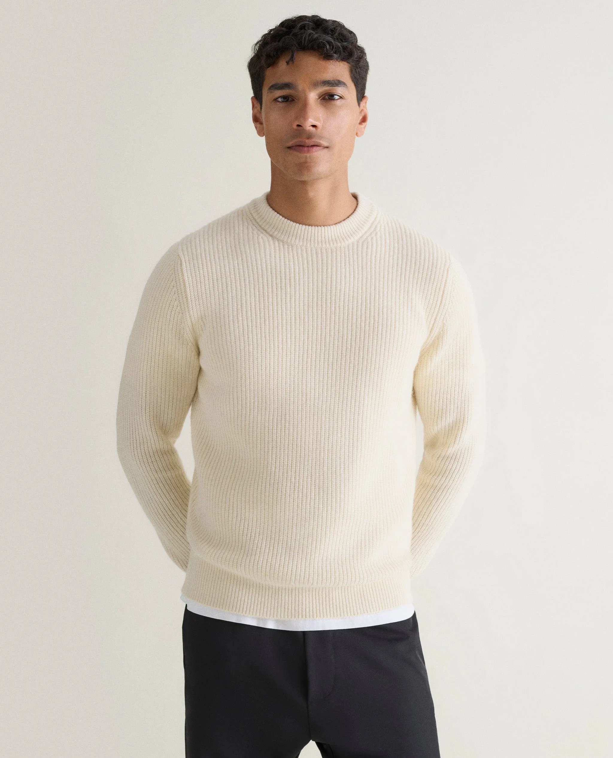 Men's Cashmere Merino Fishermans Rib Crew Neck Jumper sold by Rise & Fall product image thumbnail 2