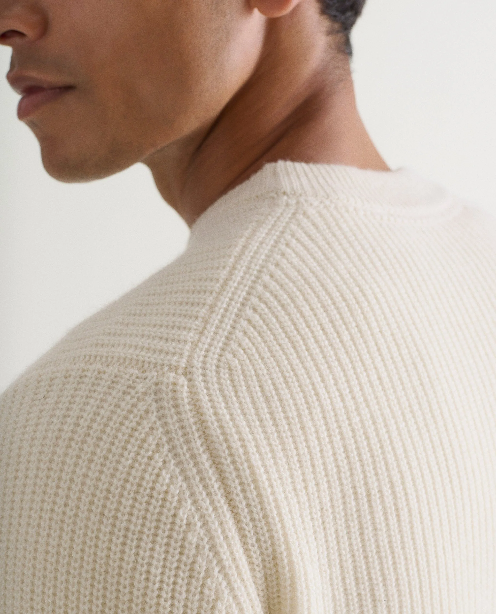 Men's Cashmere Merino Fishermans Rib Crew Neck Jumper sold by Rise & Fall product image thumbnail 3