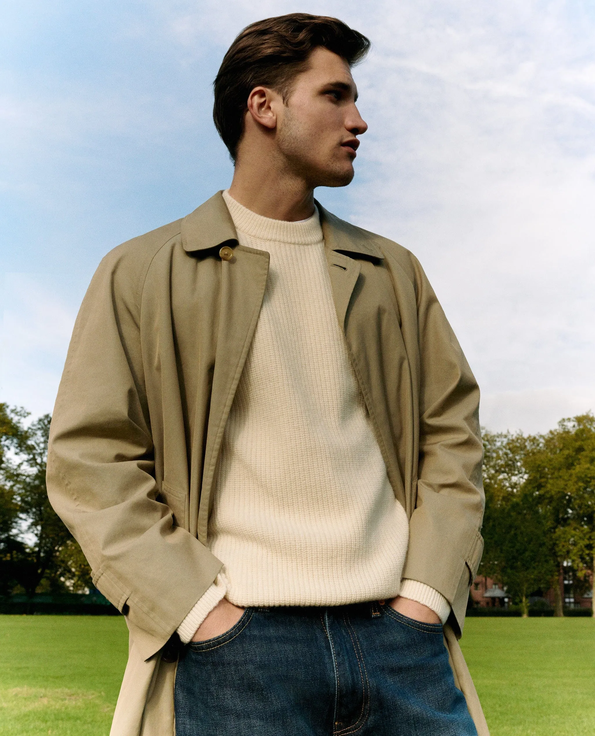 Men's Cashmere Merino Fishermans Rib Crew Neck Jumper sold by Rise & Fall product image thumbnail 4