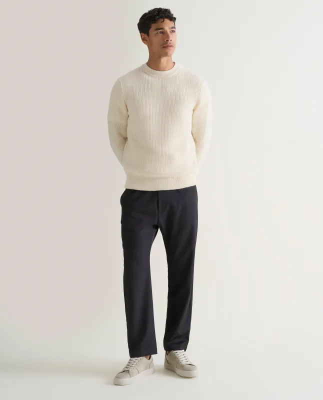 Men's Cashmere Merino Fishermans Rib Crew Neck Jumper sold by Rise & Fall