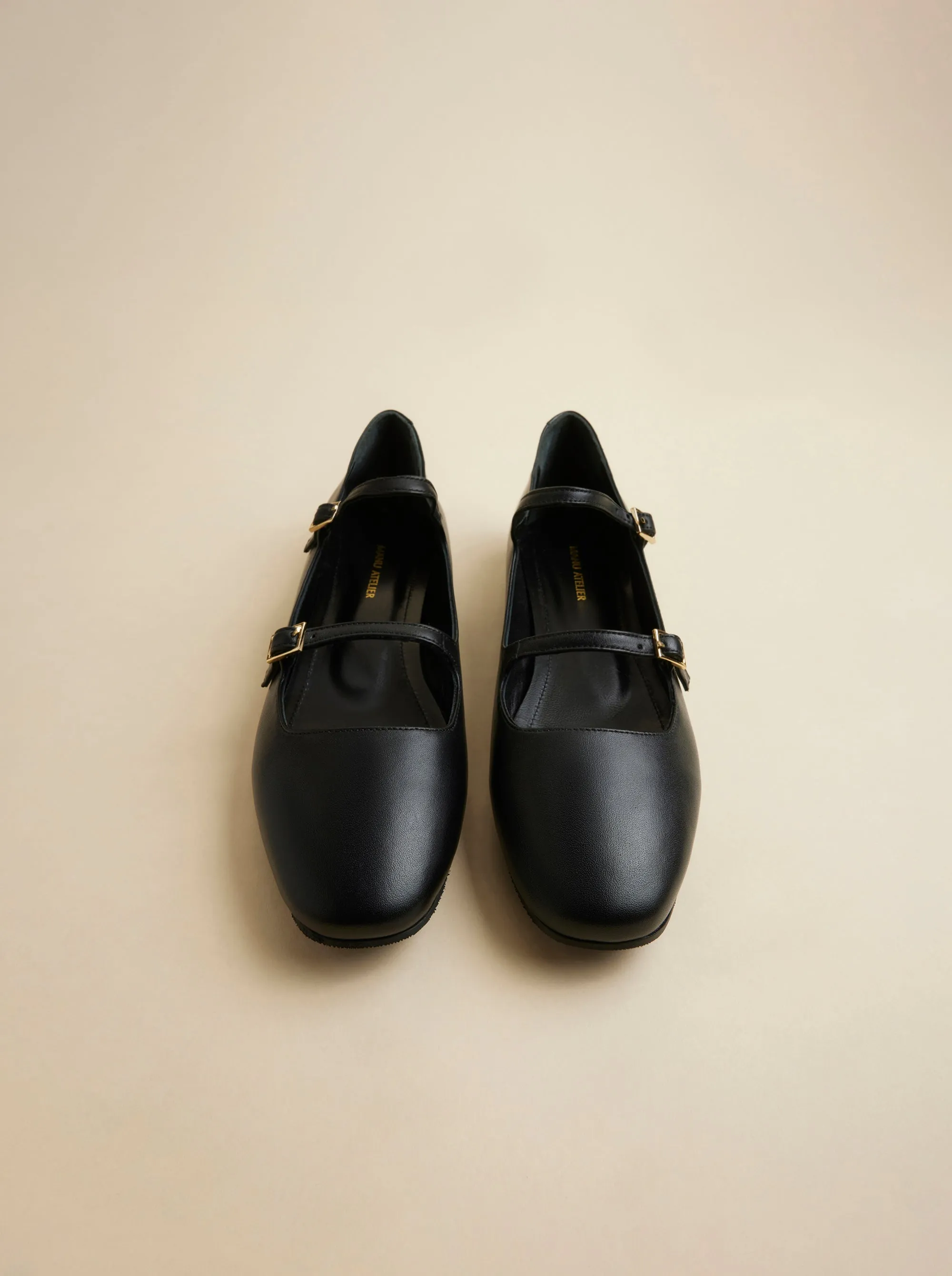 Manu Ballet Flats With Double Belt Black Soft sold by Manu Atelier