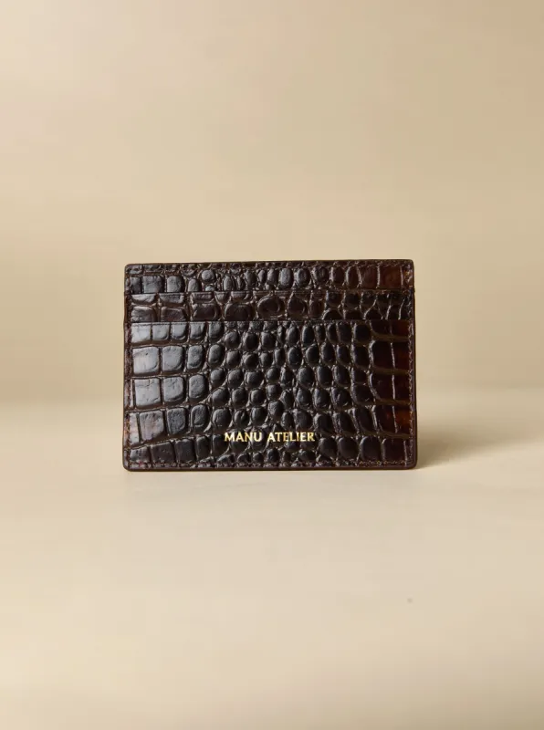 Manu Cardholder Brown Croc Embossed sold by Manu Atelier