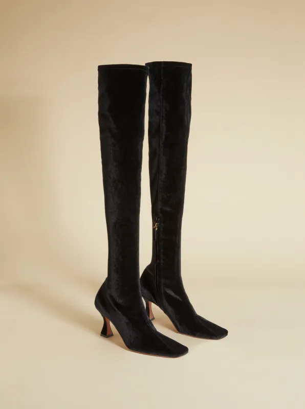 Over Knee High Duck Boots Black Velvet sold by Manu Atelier