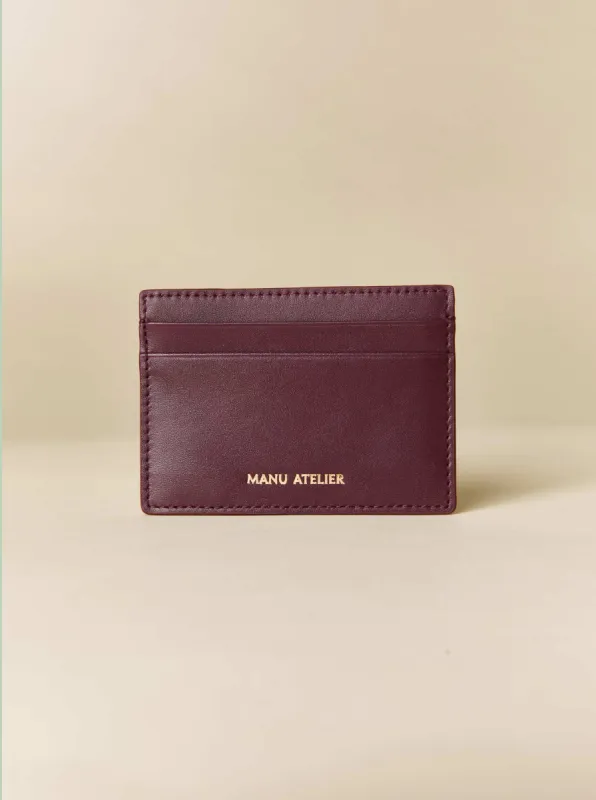 Manu Cardholder Burgundy Gold Embossed Soft sold by Manu Atelier