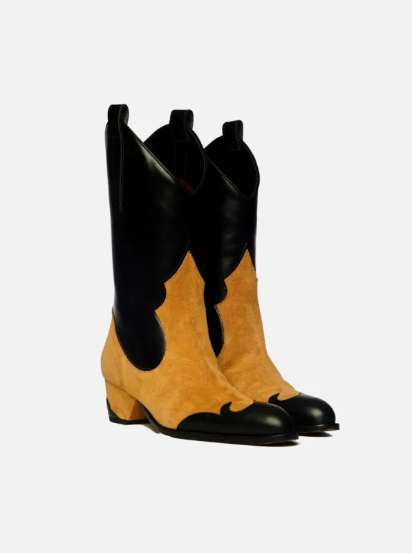 Deniz Boots Black Soft & Safari Suede sold by Manu Atelier