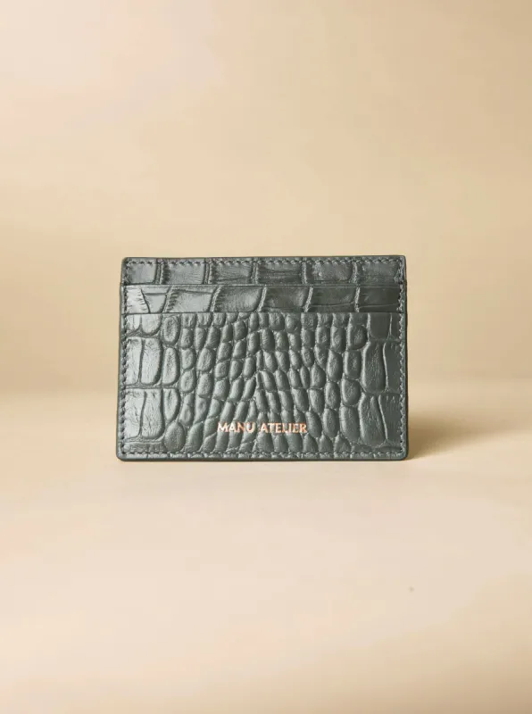 Manu Cardholder Grey Croc Embossed sold by Manu Atelier