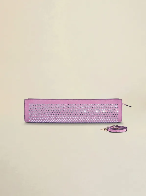 Pencil Box Cyclamen Suede with Crystals sold by Manu Atelier