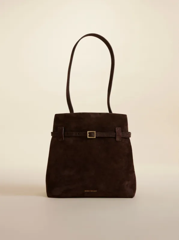 Mini Tote du Jour Deep Brown Suede sold by Manu Atelier