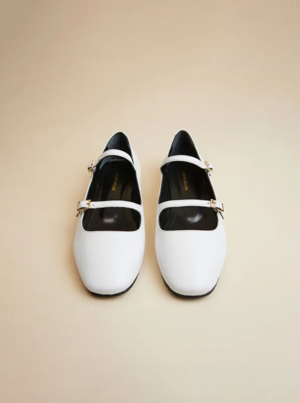 Manu Ballet Flats With Double Belt White Soft sold by Manu Atelier