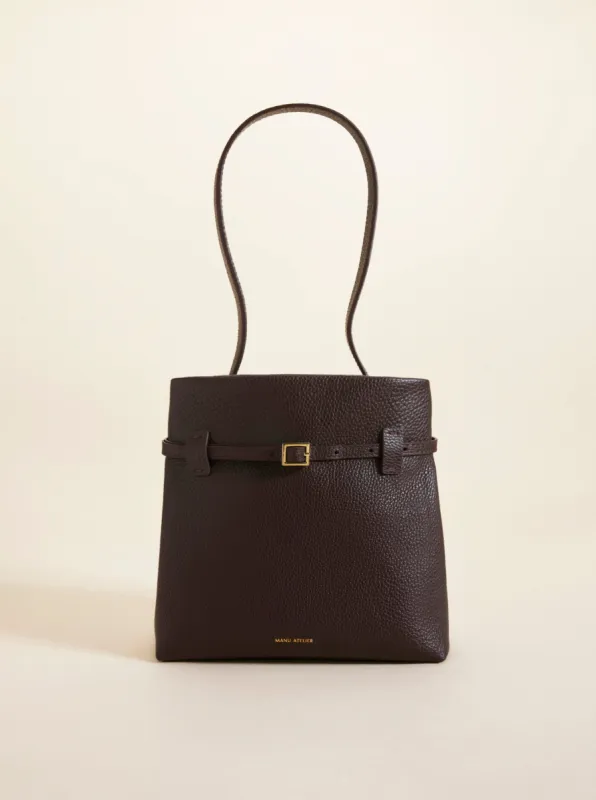 Mini Tote du Jour Deep Brown Grained sold by Manu Atelier
