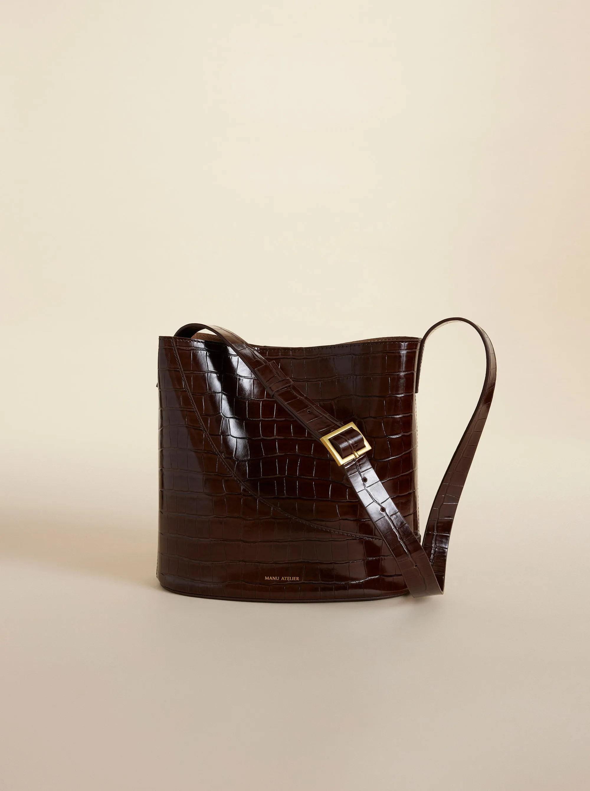 Nova Bucket Reddish Brown Croc sold by Manu Atelier