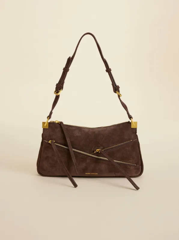Three Zipped Baguette Deep Brown Suede sold by Manu Atelier