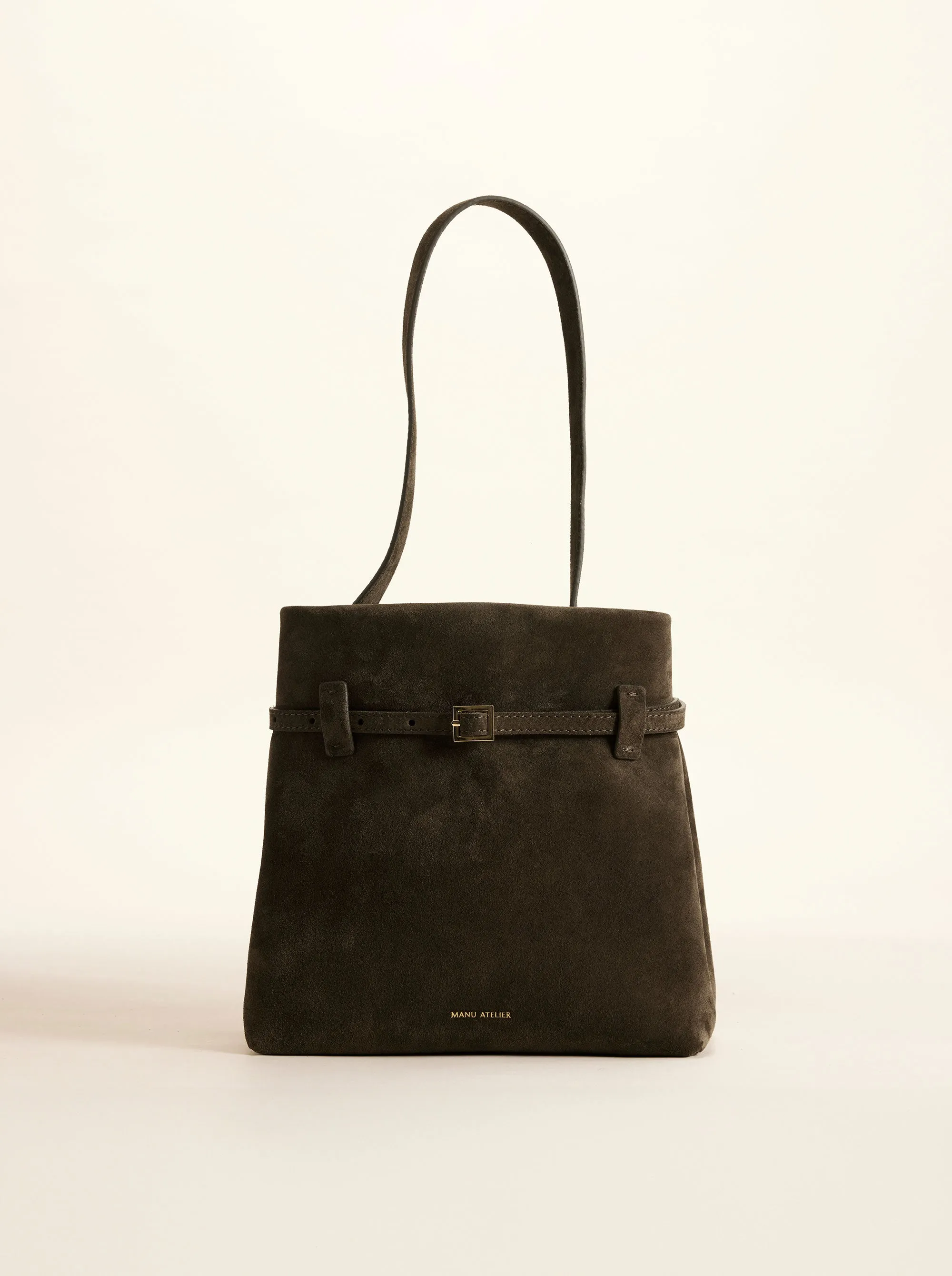 Mini Tote du Jour Tobacco Green Suede sold by Manu Atelier