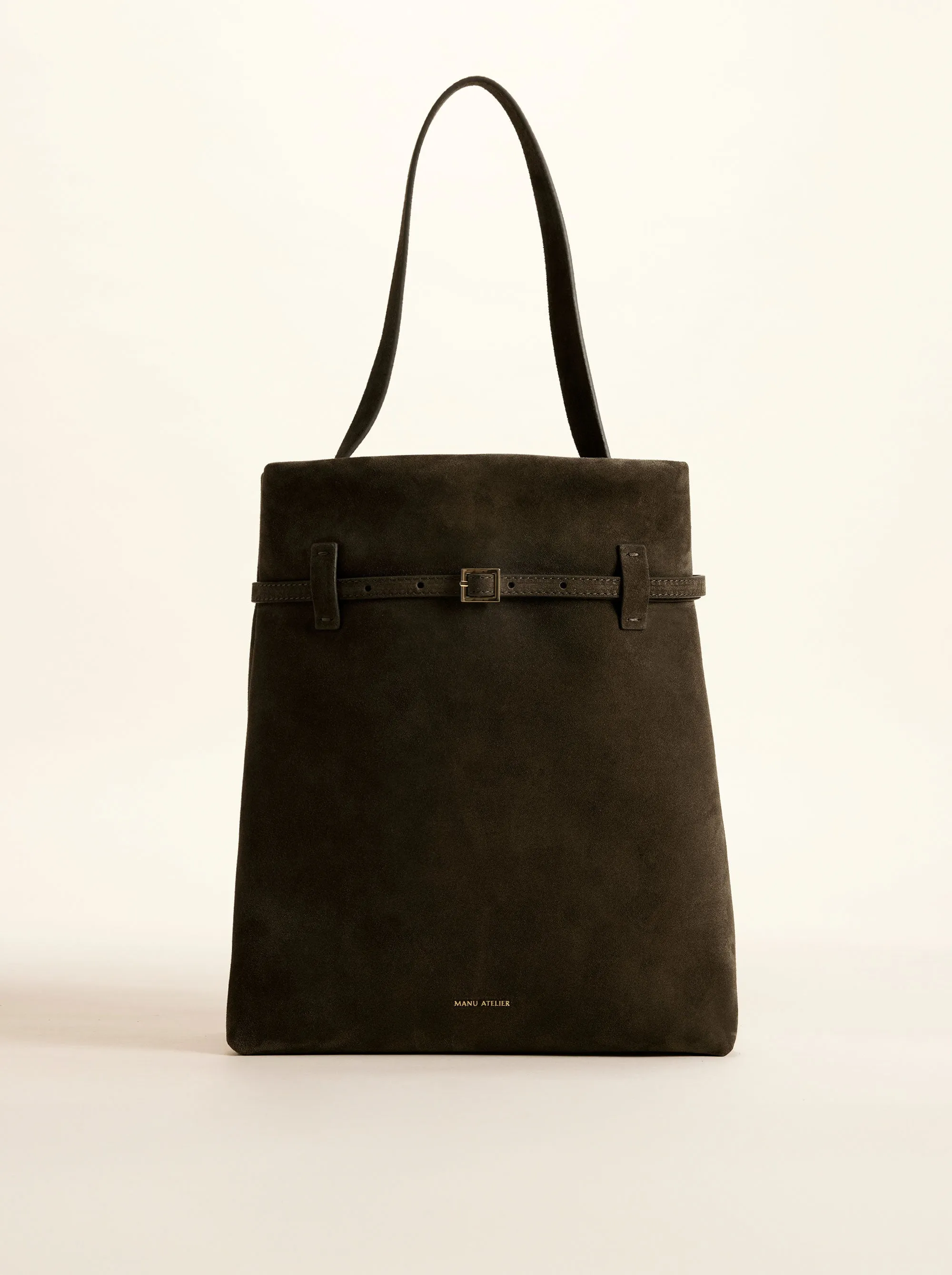 Tote du Jour Tobacco Green Suede sold by Manu Atelier