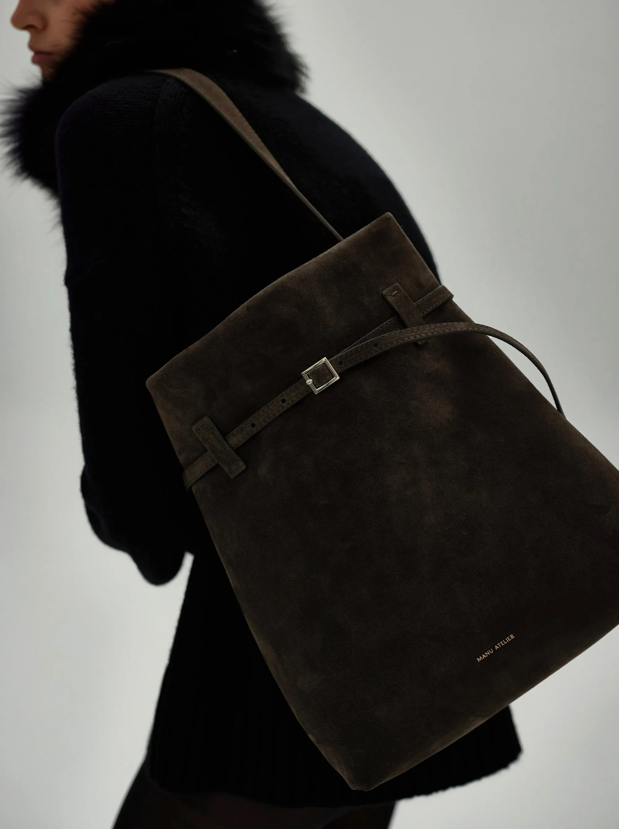 Tote Du Jour Tobacco Green Suede sold by Manu Atelier product image thumbnail 2