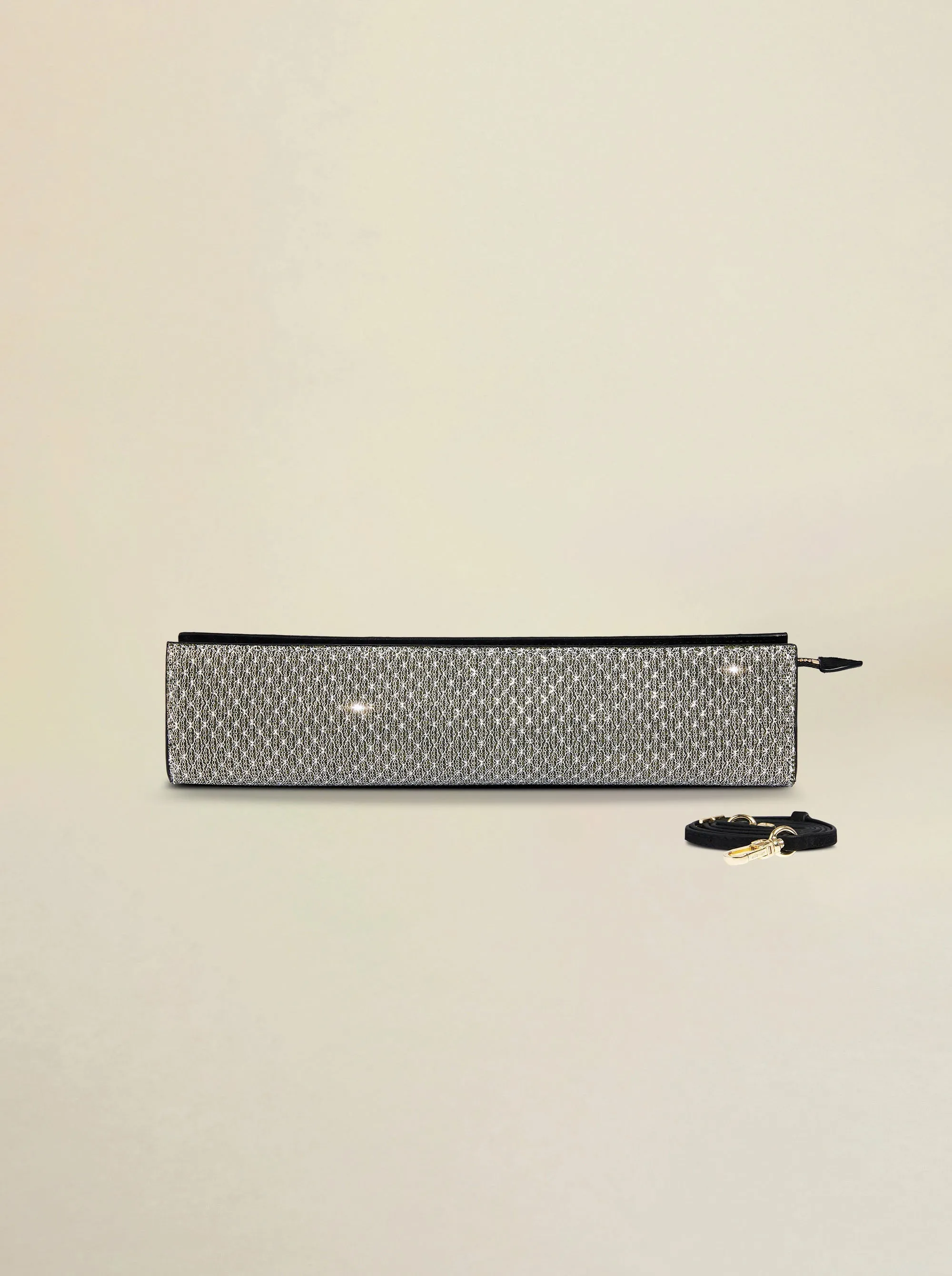 Pencil Box Silver Mesh & Black Suede sold by Manu Atelier