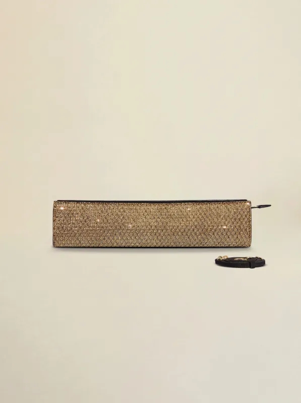 Pencil Box Gold Mesh & Black Suede sold by Manu Atelier