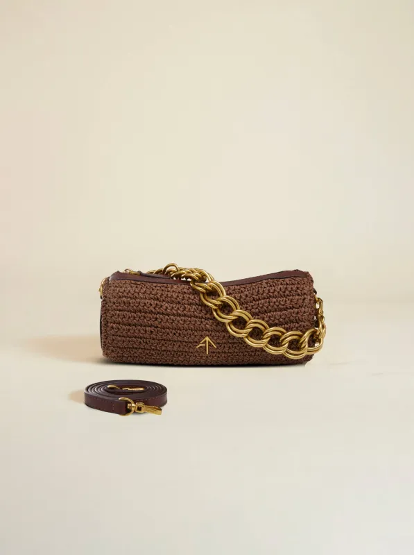 XX Mini Cylinder Reddish Brown Crochet made by Manu Atelier