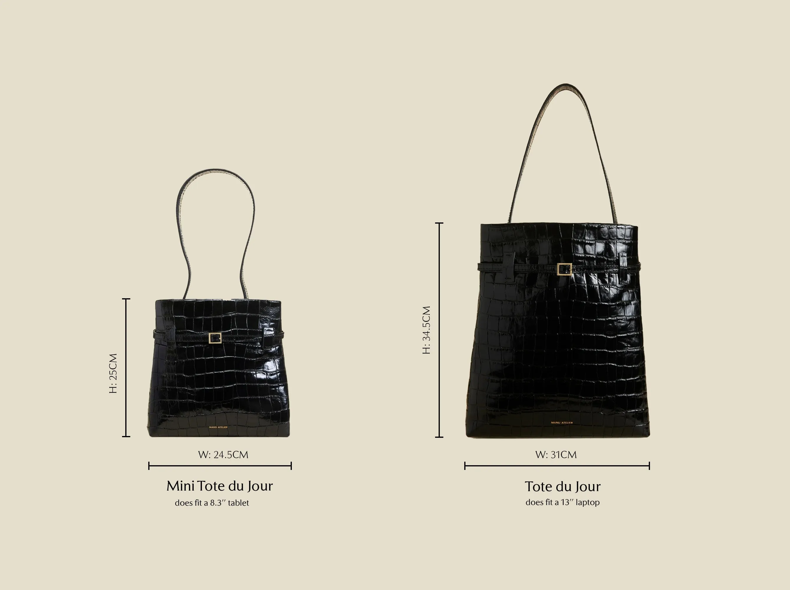Tote du Jour Black Croc sold by Manu Atelier product image thumbnail 3