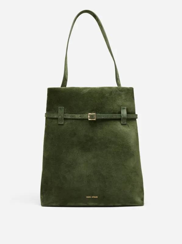 Tote du Jour Velvet Green Suede sold by Manu Atelier