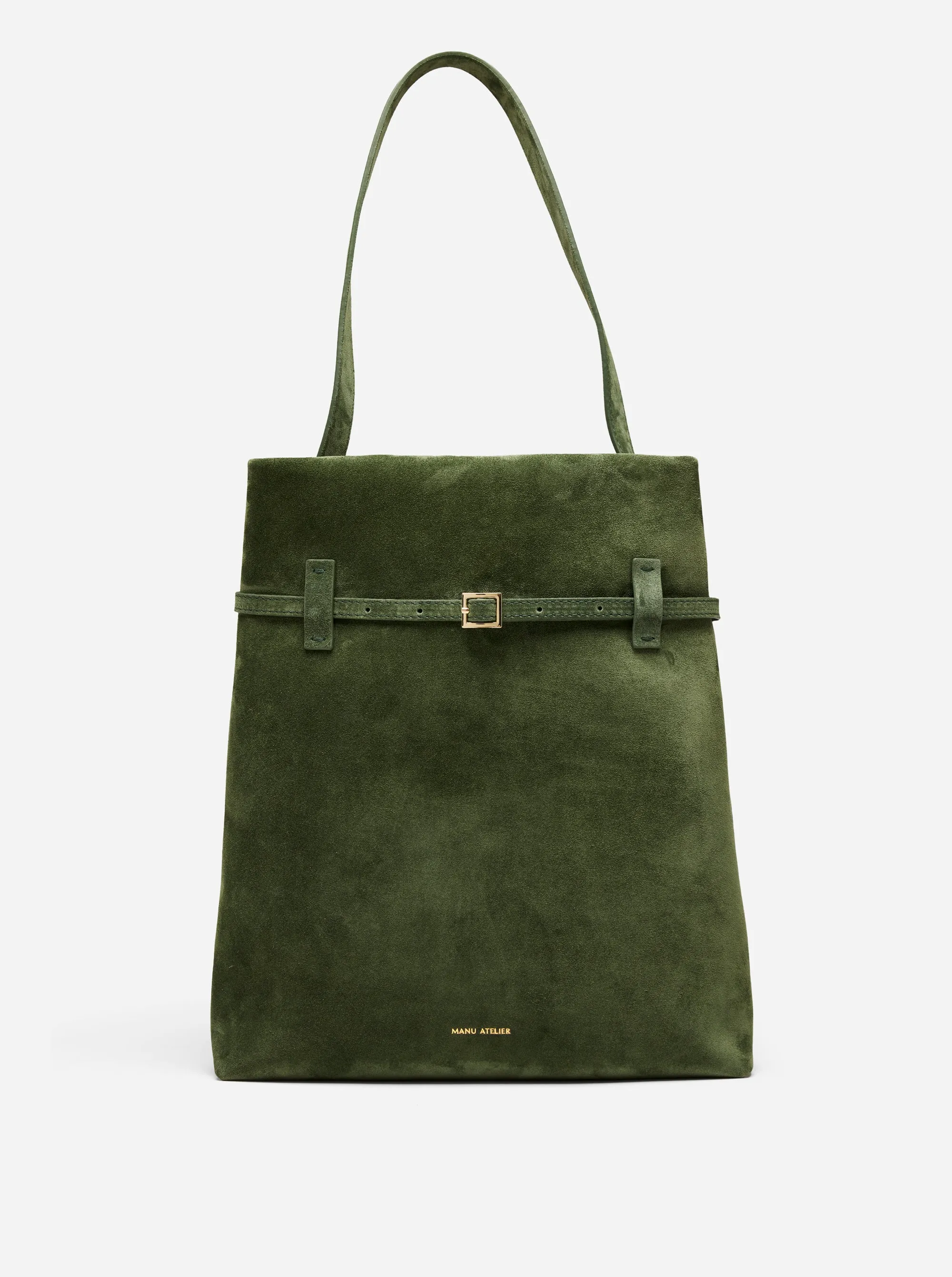 Tote du Jour Velvet Green Suede sold by Manu Atelier