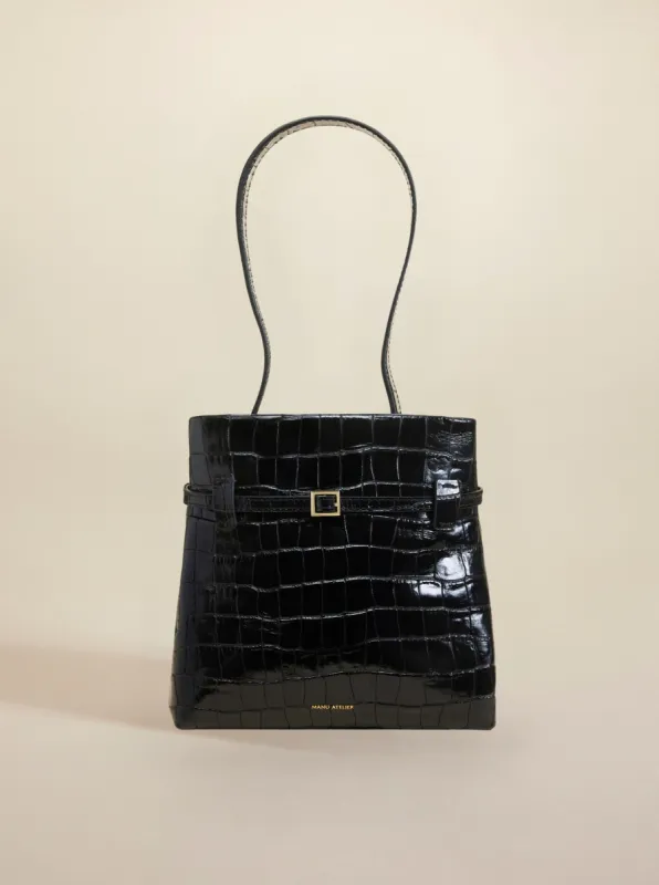Mini Tote du Jour Black Croc made by Manu Atelier
