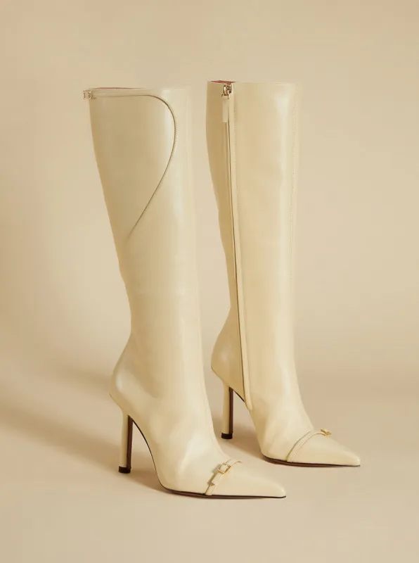 Knee High Pointy Toe Boots Vanilla sold by Manu Atelier