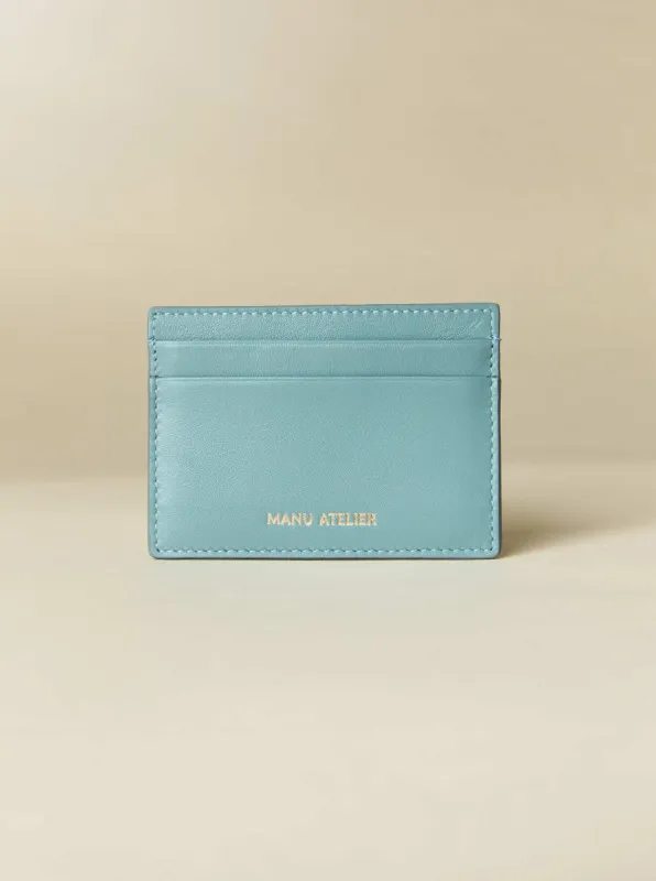 Manu Cardholder Stone Blue Gold Embossed Soft sold by Manu Atelier